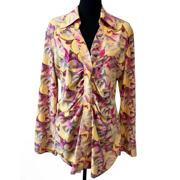 New CHIARA BONI La Petite Robe Women's Shohreh Floral Print Top Size 6 42